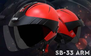 Steelbird SB-33 ARM 7Wings ISI Certified Open Face Helmet with Peak Cap