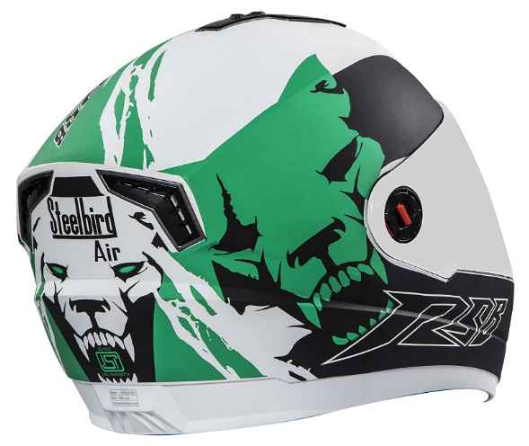 Steelbird SBA-1 Beast Matt White with Green with Plain Visor