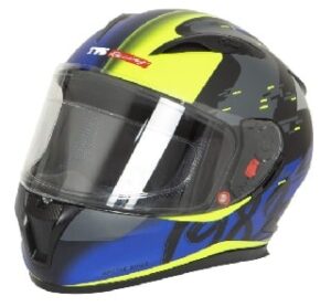 TVS Racing Motorbike Helmet Matt Blue & Neon – L Dual Visor DOT & ISI Certified