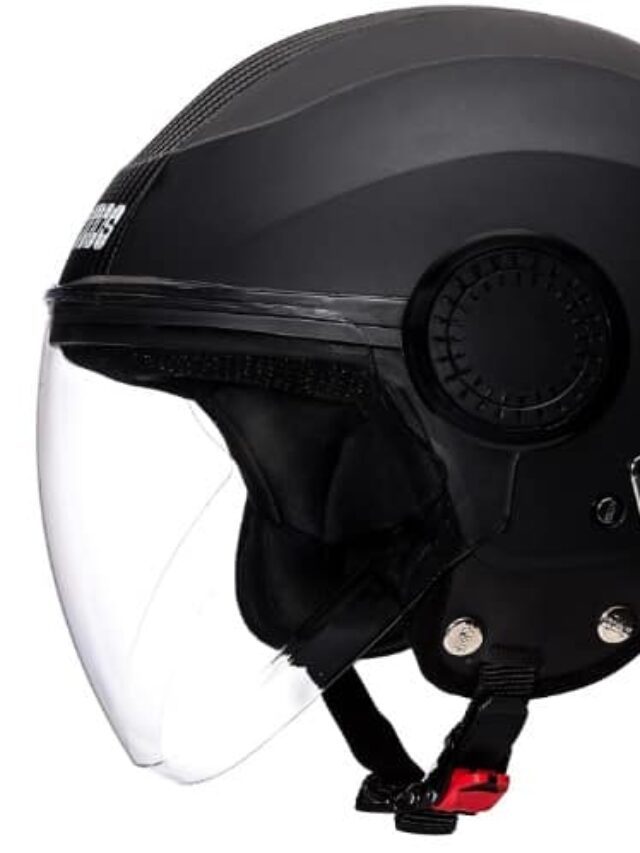 Studds Urban Black with Black Strip Open Face Helmet